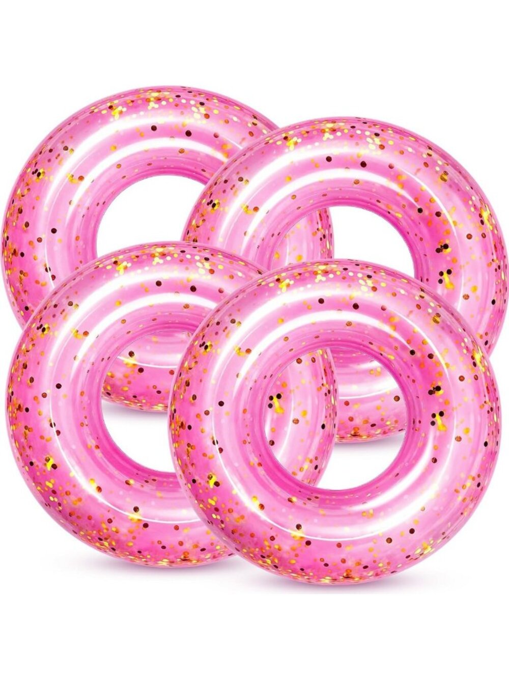 4 Pcs 42 Inch Large Inflatable Pool Float Set - Adult Rose Pink & Gold Fun!